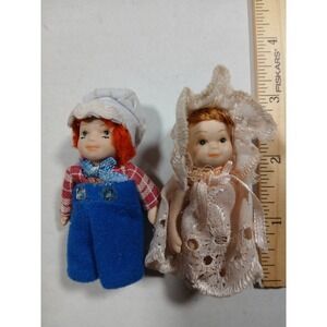 Vintage MINIATURE PORCELAIN JOINTED DOLLS 2 3/4'' TALL